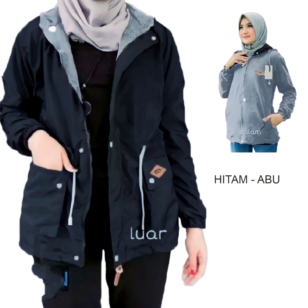 Jual Jaket Bb Parka Wanita Hitam Abu Ukuran L Sampai XXL | Shopee Indonesia