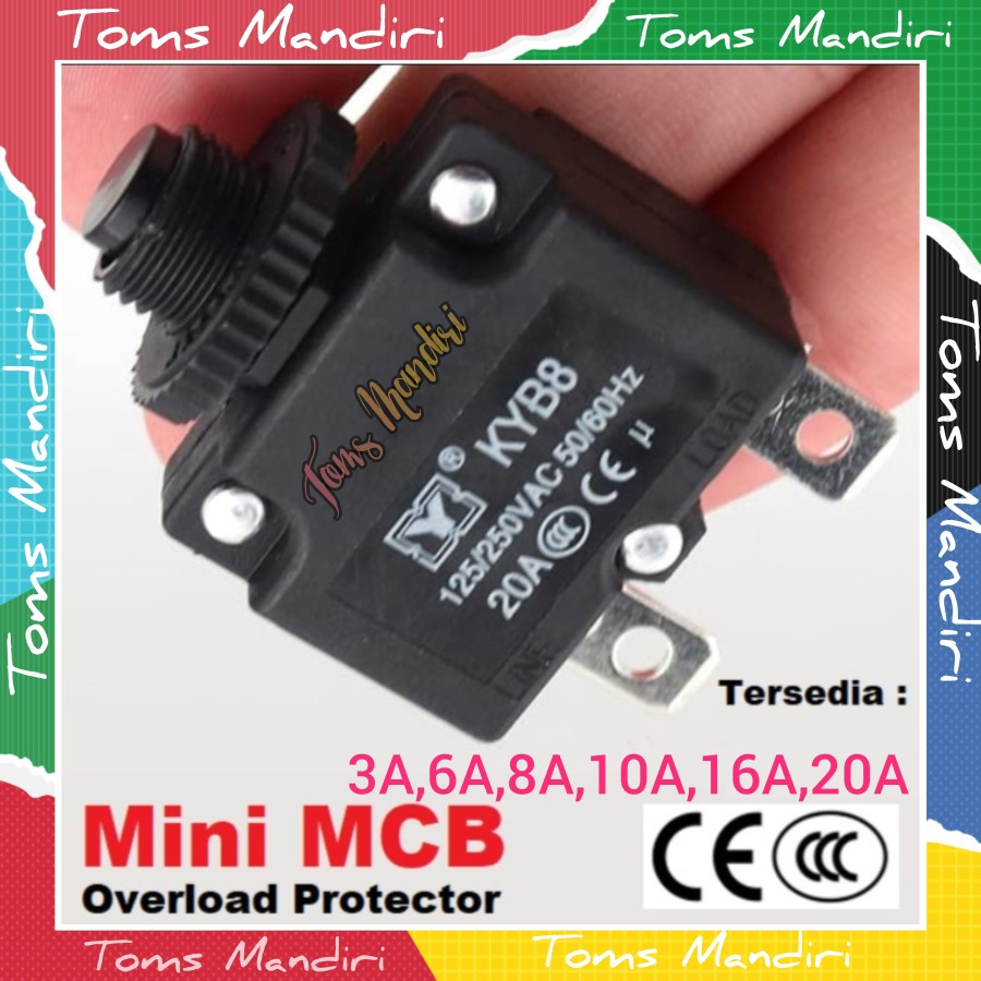 Jual Circuit Breaker 3A 6A 8A 10A 16A 20A Push Button Overload ...