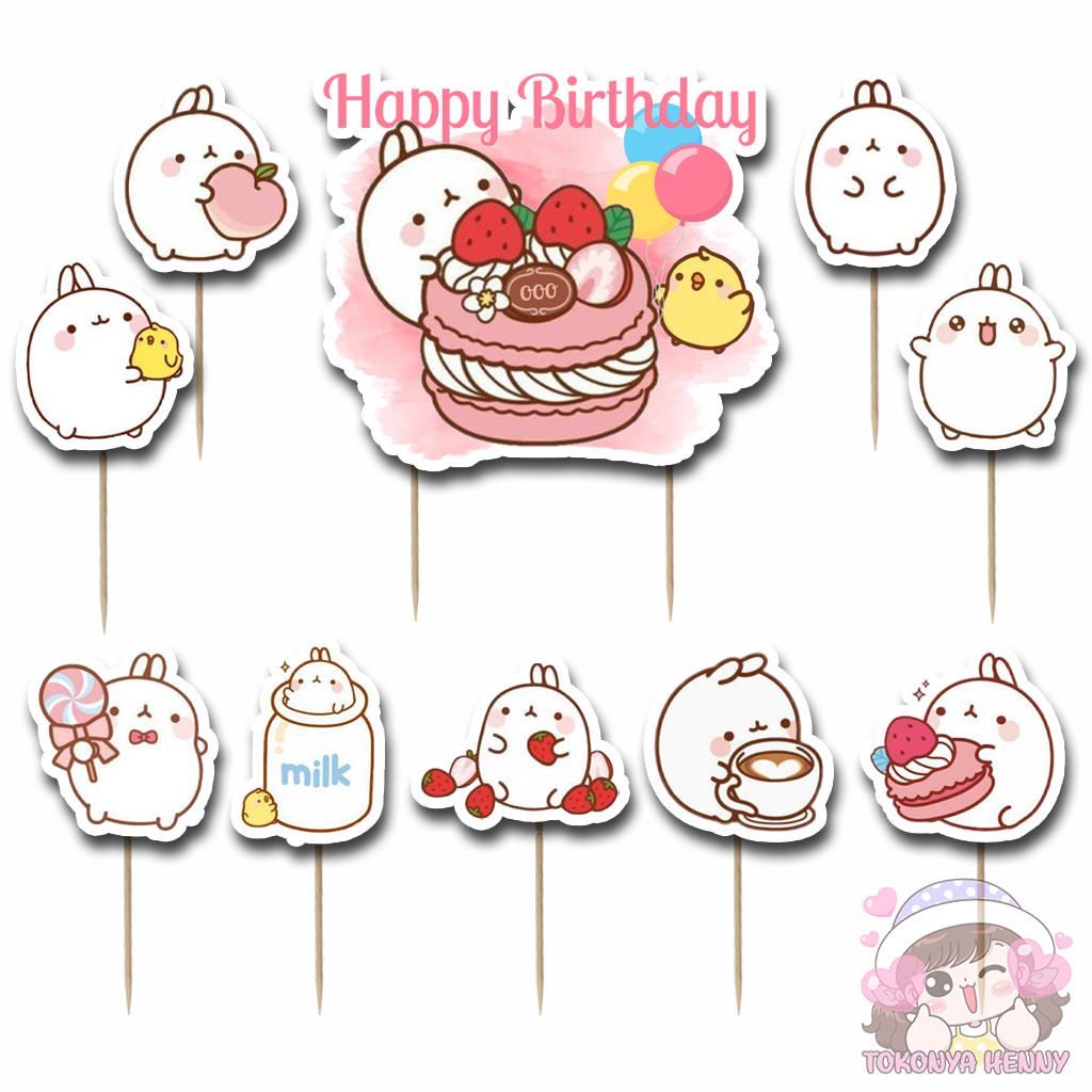 Jual Topper Cake Hiasan Kue Ulang Tahun motif MOLANG CUTE RABBIT
