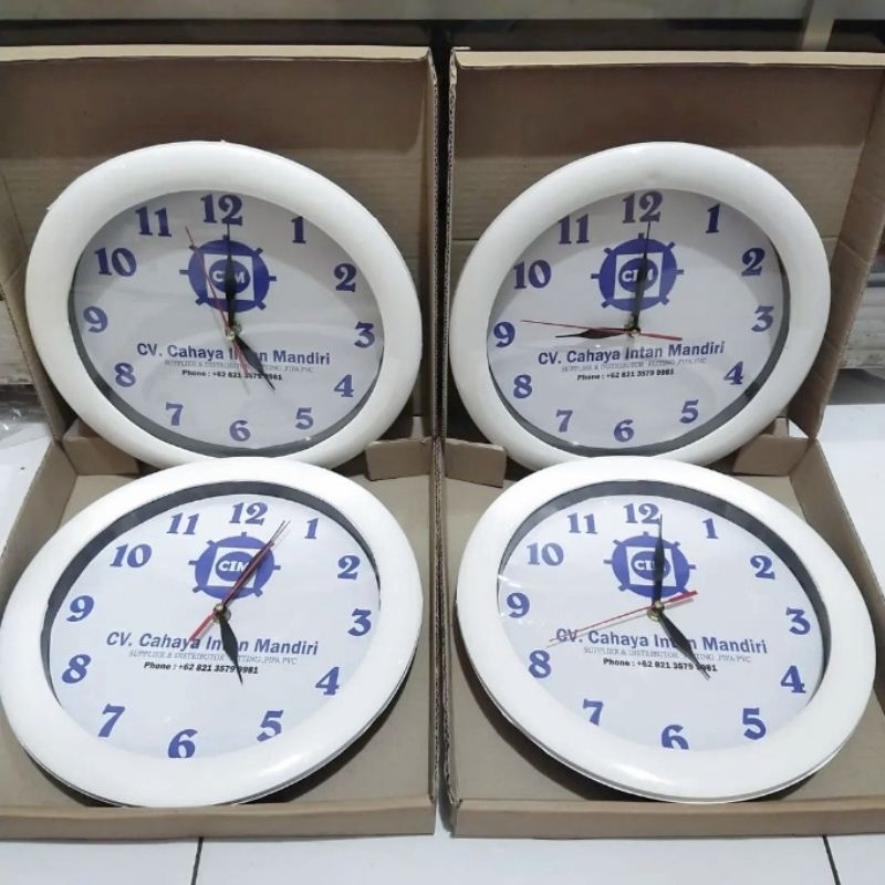 Jual Ukuran Diameter 30 Cm Jam Dinding Kaca Foto Logo Instansi Sekolah