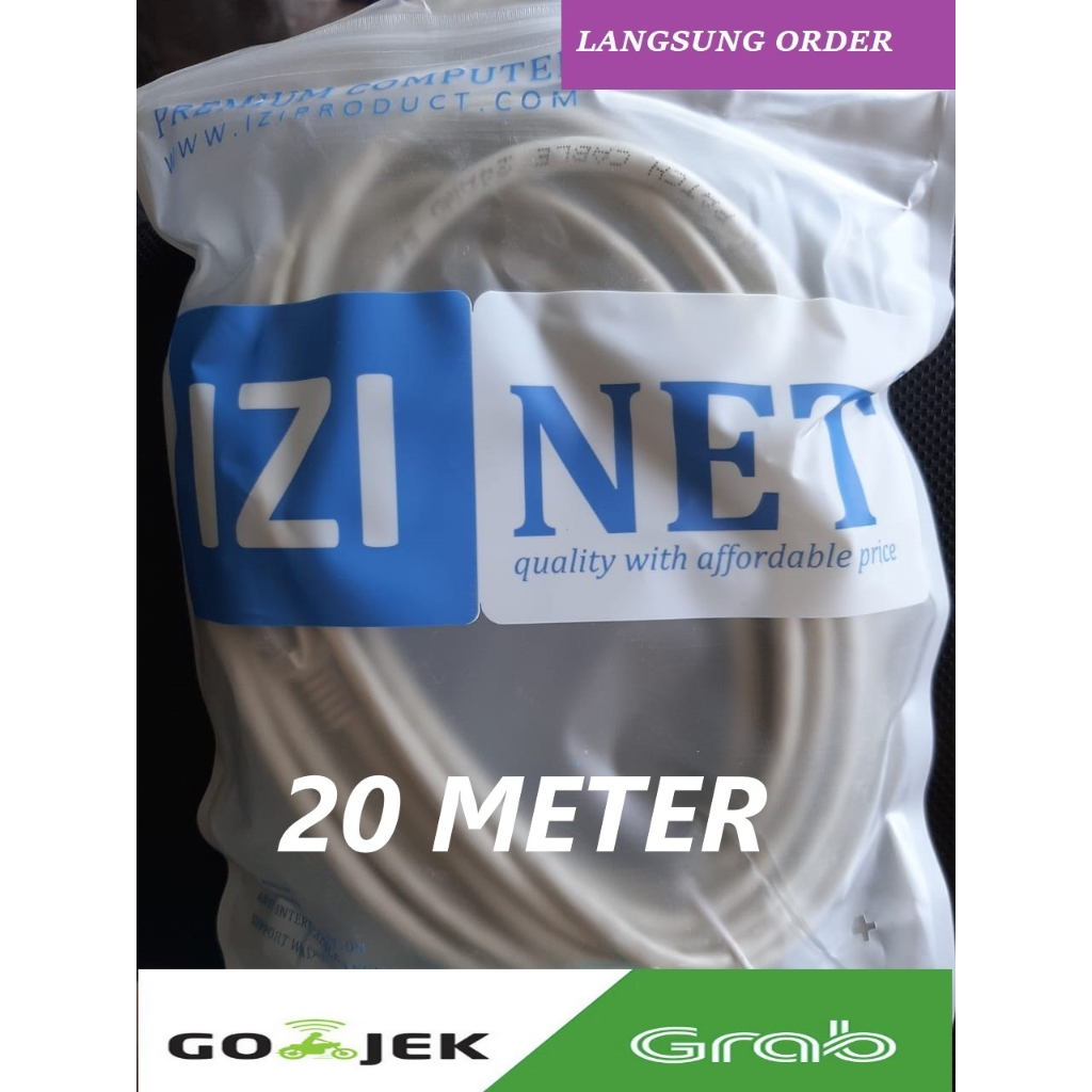 Jual Kabel LAN UTP 20M RJ45 Cat 6 20 Meter terpasang Cable konektor ...