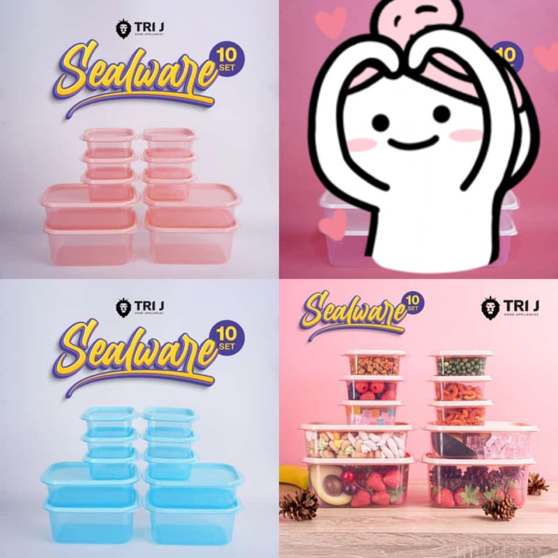 Jual Sealware TRI J Set 10pcs/ Tempat makanan/ Toples Plastik Shopee