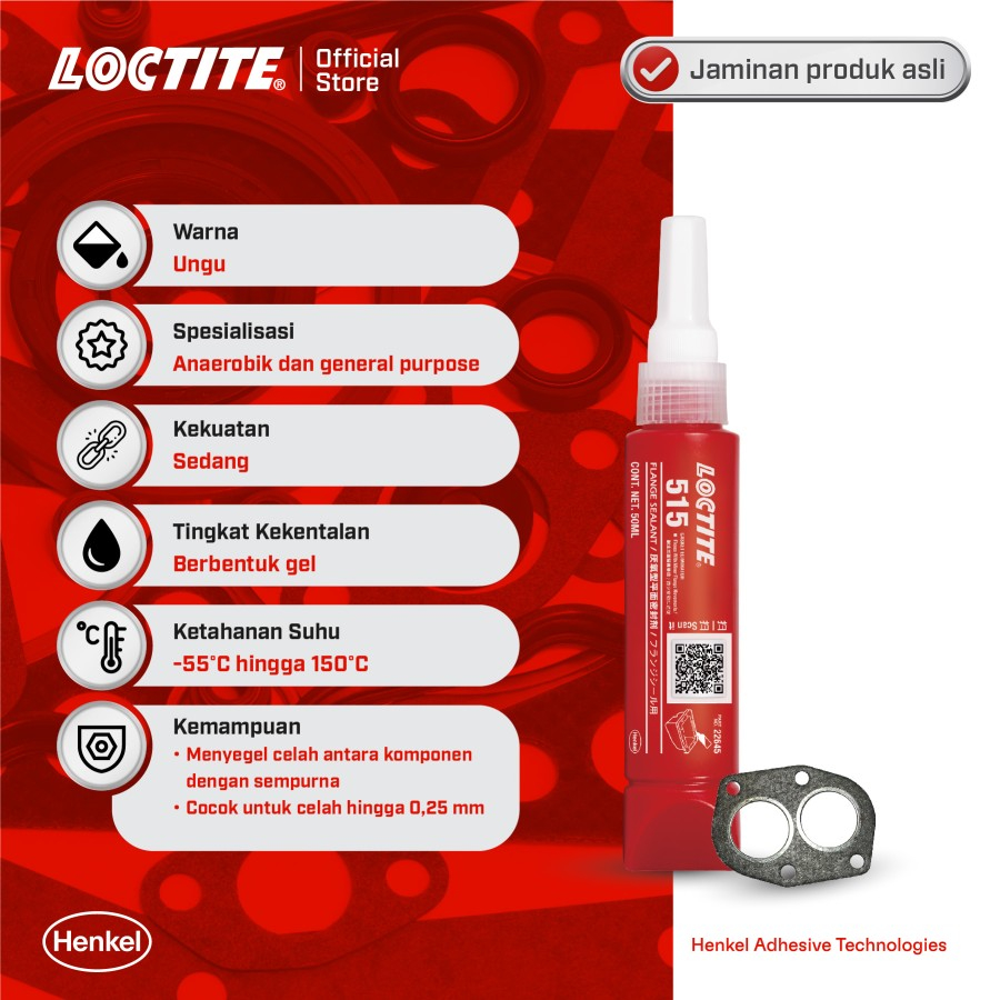 Jual LOCTITE 515 Henkel Gasket Sealant Lem Paking/Gasket 50 ml Shopee