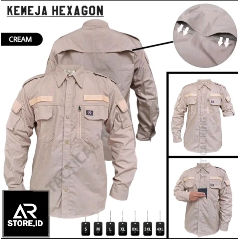 Jual Kemeja Tactical Hexagon Panjang Kemeja Outdoor Lapangan Shopee Indonesia