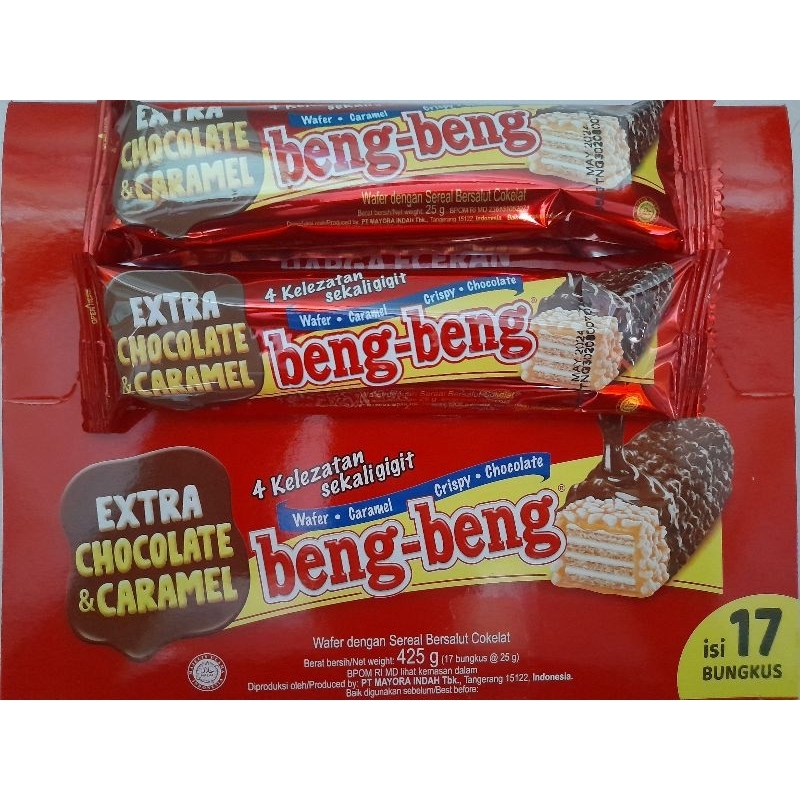 Jual Beng Beng Wafer Caramel Crispy Chocolate 1 Box Isi 17 Pcs 25gr