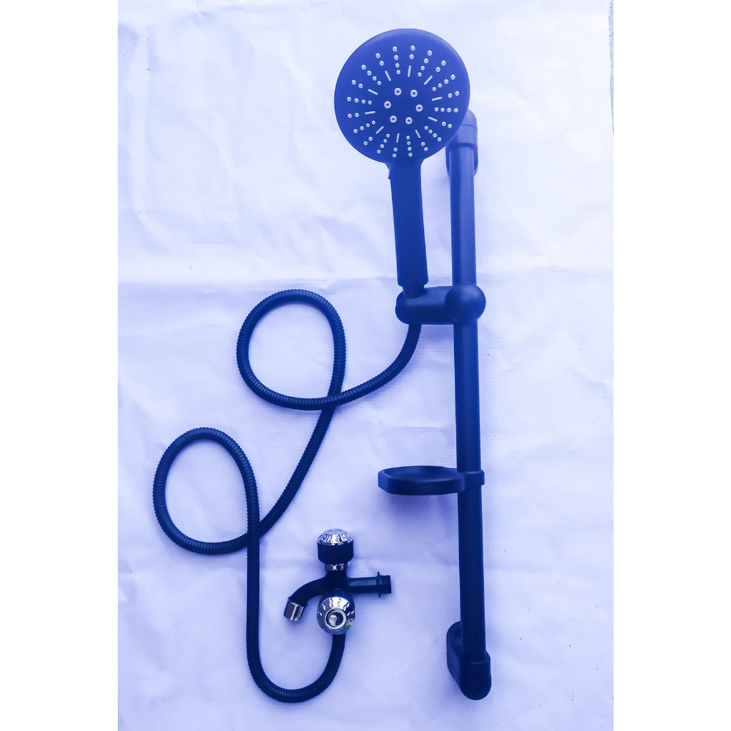 Jual Shower Tiang + kran cabang 1 set Hitam/Shower Set Hitam/Paket ...