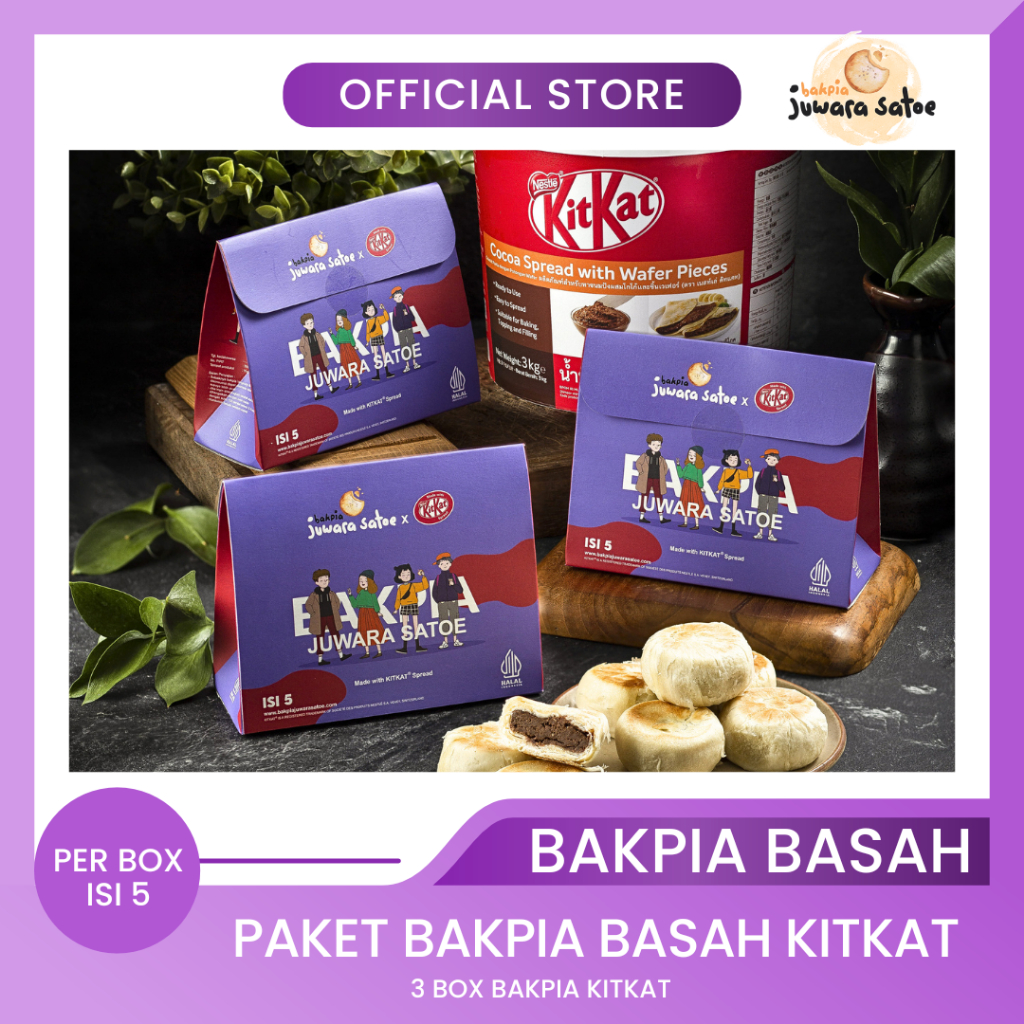 Jual Bakpia Juwara Satoe [ 3 Box ] Paket Bakpia Basah Kitkat Oleh