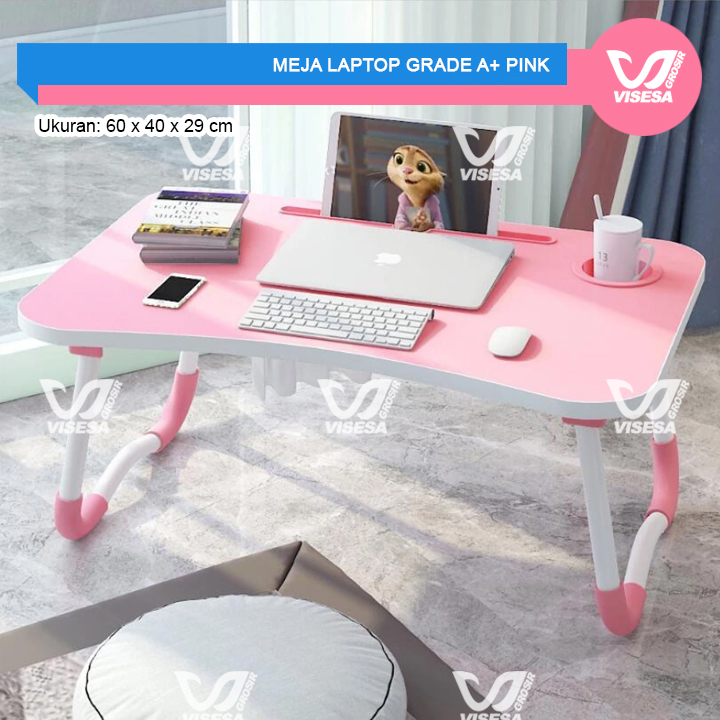 Jual Meja Laptop lipat portable hitam coklat pink | Shopee Indonesia