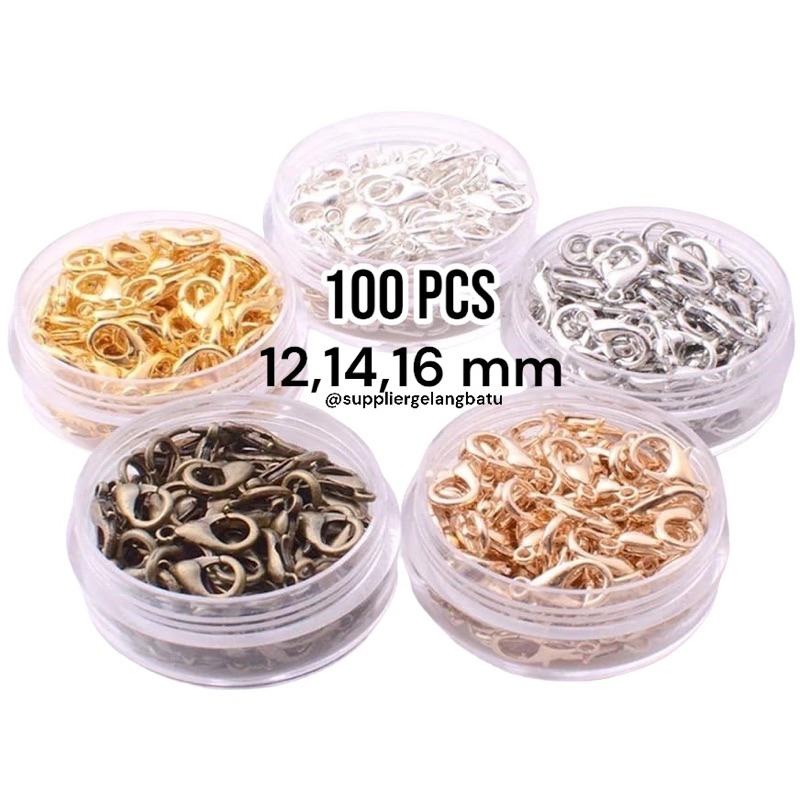 Jual Kait Udang Kokot Pengait Gelang Kalung Silver Rhodium Beadia 12mm 14mm  20pcs 50pcs Accessories