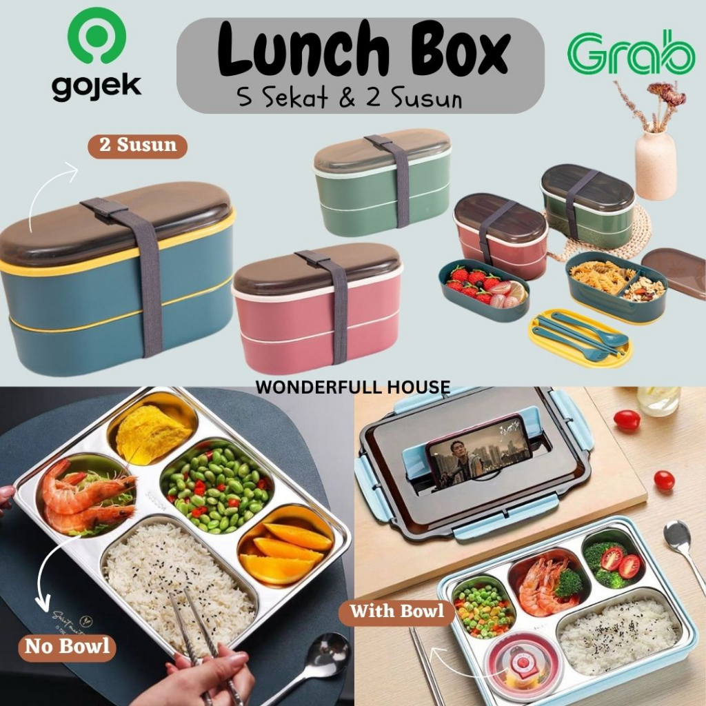 Jual Kotak Makan Lunch Box 5 Sekat Box Stainless Anti Tumpah Dan Tahan ...