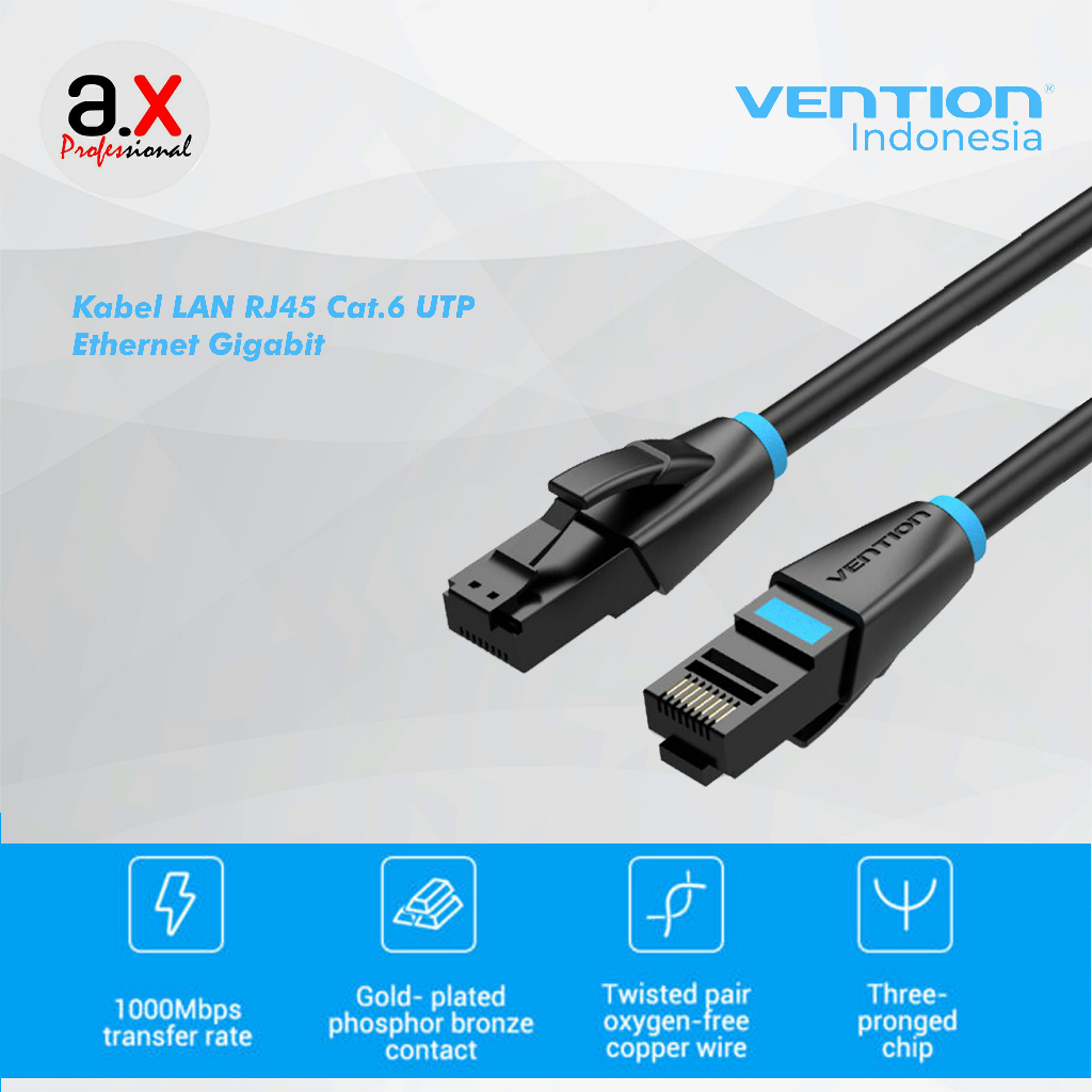 Jual Kabel LAN Vention RJ45 Cat-6 UTP Ethernet Gigabit - 3m | Shopee ...