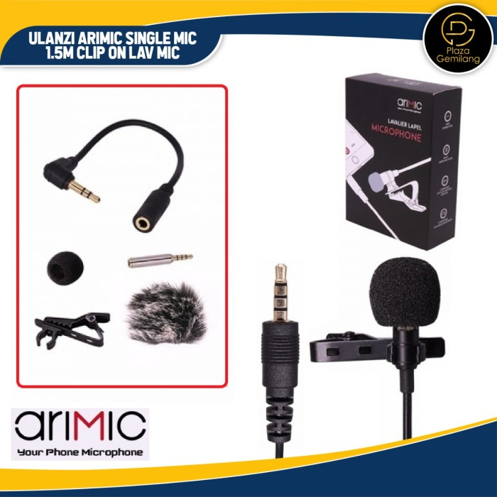 Jual Ulanzi AriMic 1.5m Dual-Head Lavalier Lapel Microphone Condenser ...