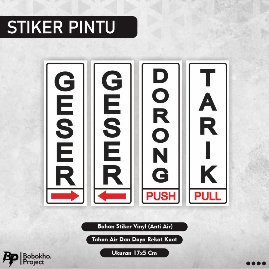 Jual Sign Label Sticker Pintu Tarik Dorong Stiker Pintu Push Pull