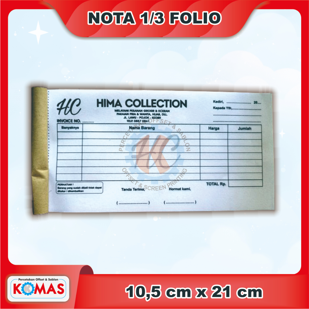 Jual Nota 1/3 Folio 1 PLY | Kwitansi | Surat Jalan | Faktur | Bon ...
