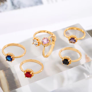 Hyl Jewelry 179J Cincin Titanium Wanita Emas Muda Anti Karat Asli Silver Emas Couple Dewasa Dan Luntur Logam Asesoris