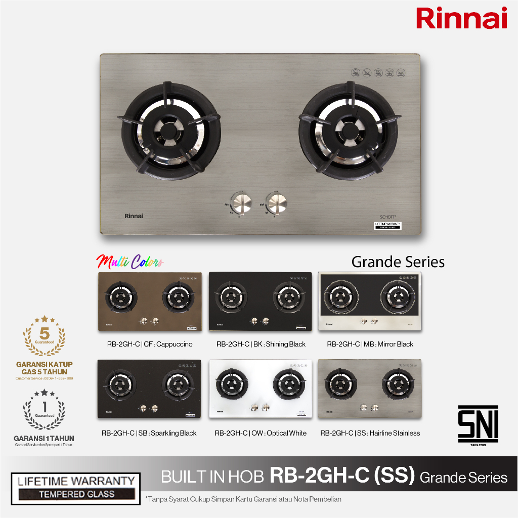 Jual RINNAI Kompor Tanam Gas Stove - RB 2GH C (SS) | Shopee Indonesia