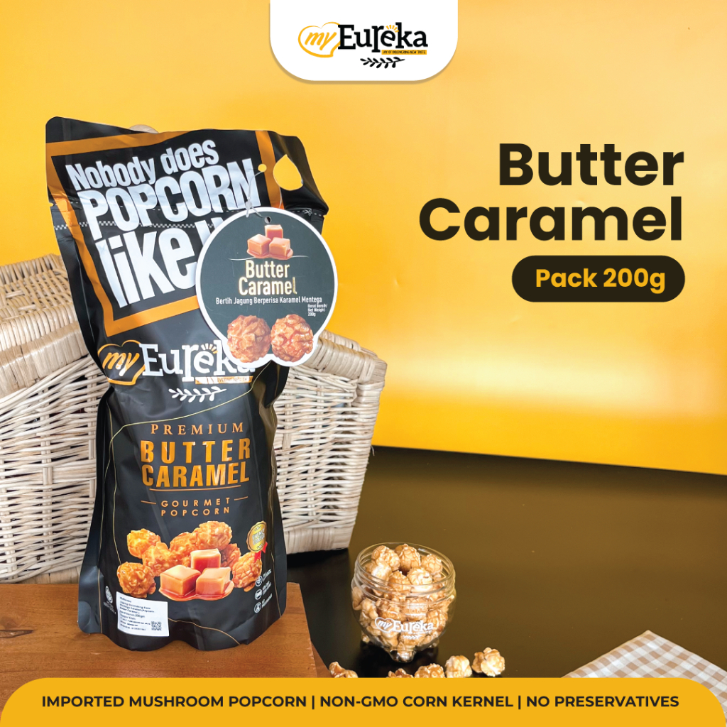 Jual Eureka Popcorn Butter Caramel Sealed Pack 200g dan Paper Can 100g ...