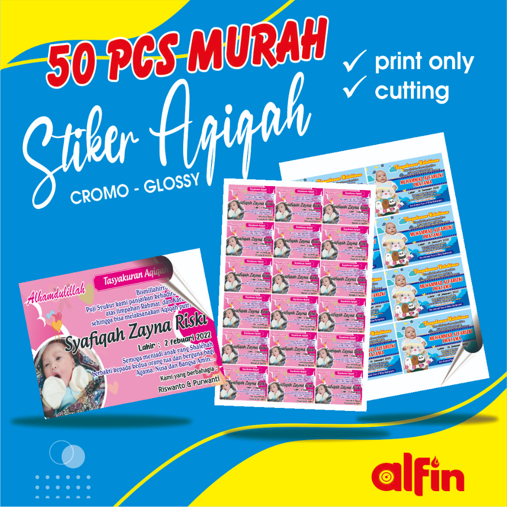Jual STIKER AQIQAH A3+ MURAH 50 PCS | stiker tedak sinten, lahiran