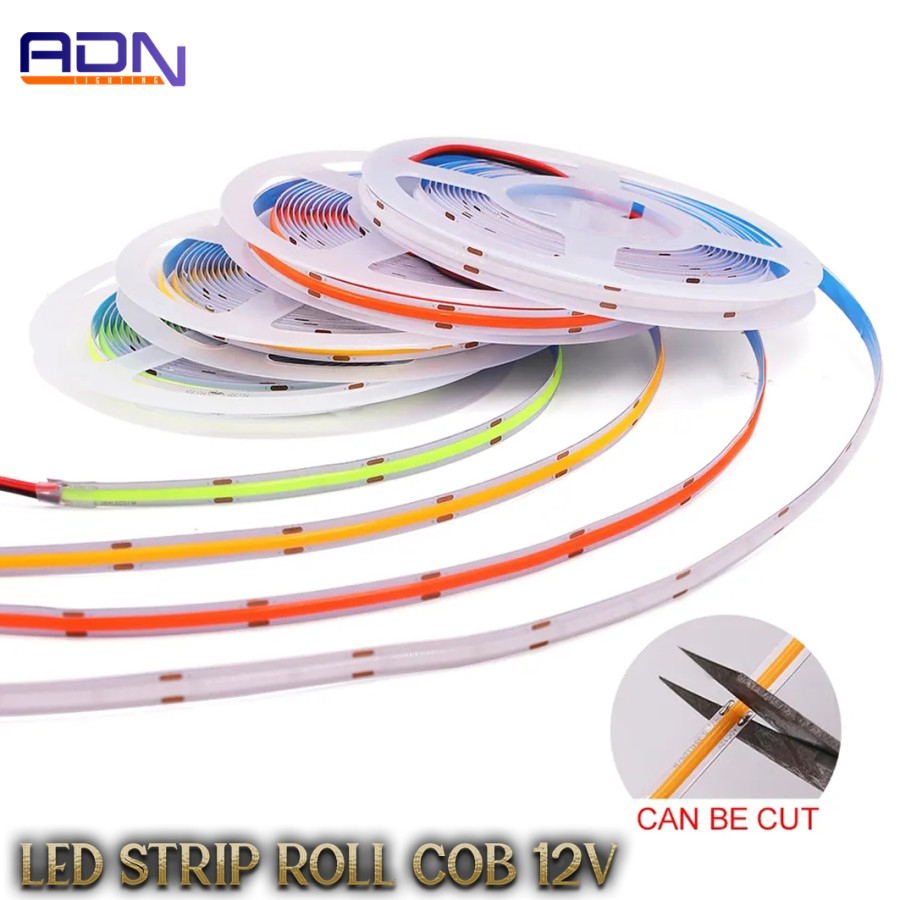 Jual ADN led Strip COB DC 12volt 5 meter lampu COB Light CRI 90 Dotless ...