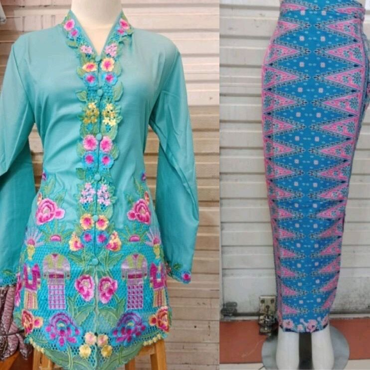 Jual Setelan Kebaya Encim Motif Ondel Lengan Panjang | Shopee Indonesia