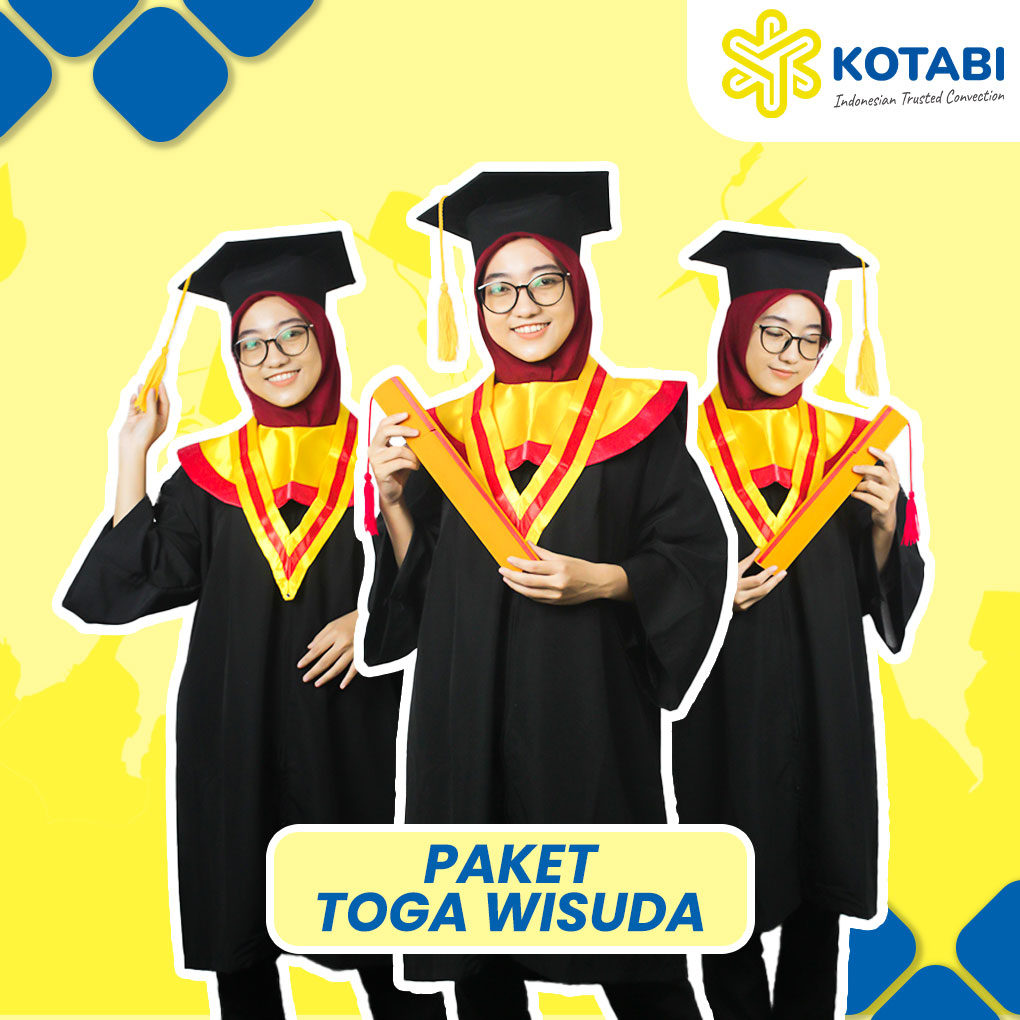 Jual Paket Toga Wisuda Dewasa Satuan Kuning Lis Merah | Shopee Indonesia