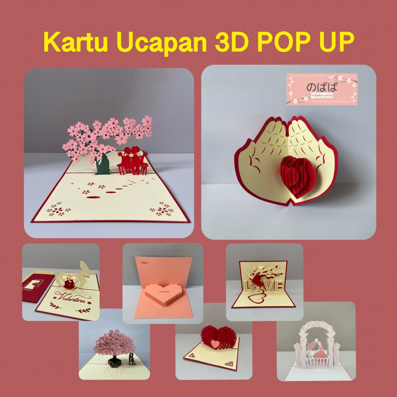 Jual Kartu Ucapan ULANG TAHUN/ PASANGAN/ PACAR/ KEKASIH 3D Pop Up