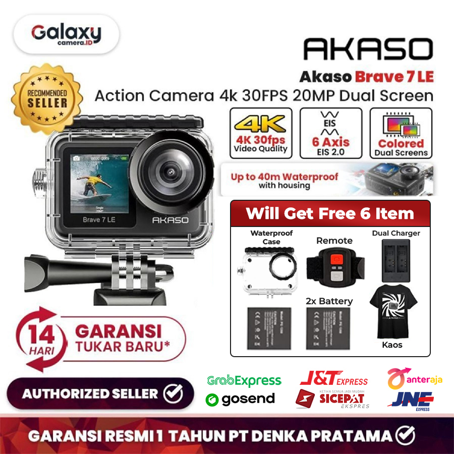 Jual Akaso Brave 7 LE Action Camera 4k 30FPS 20MP Dual Screen | Shopee ...