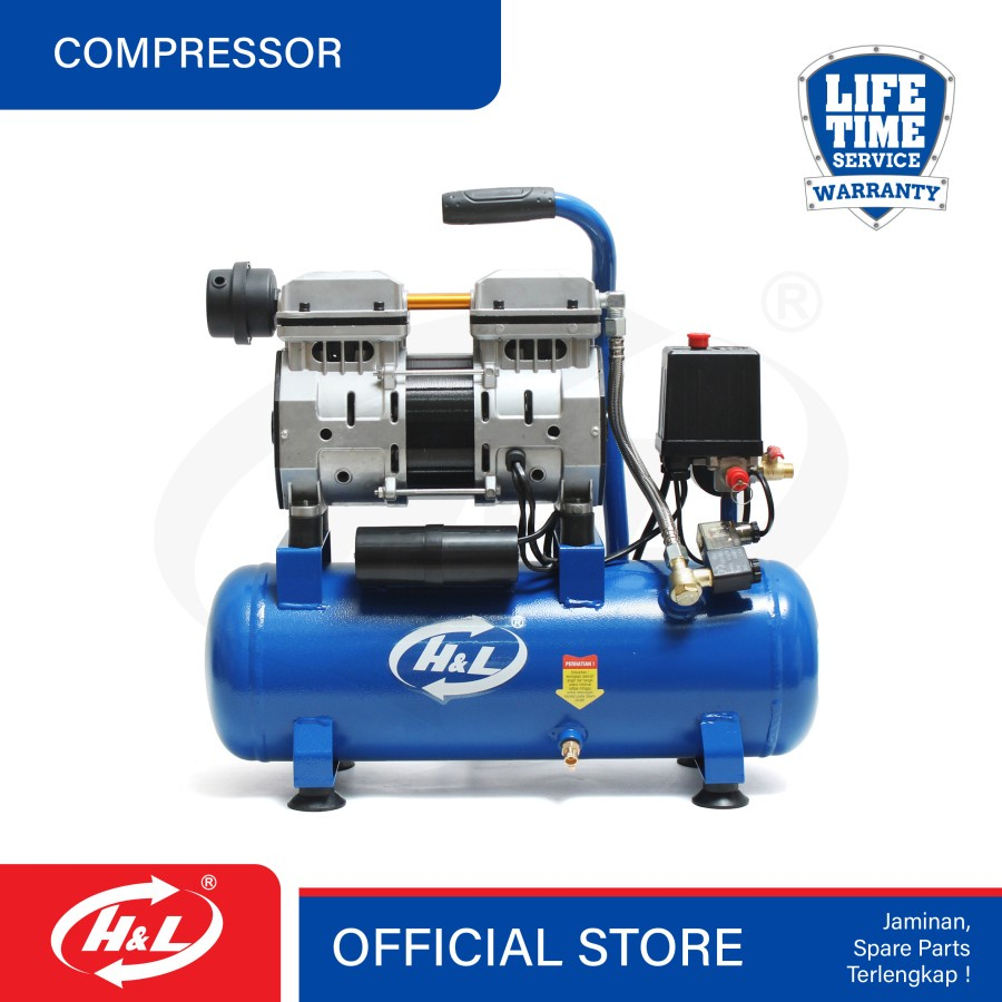 Jual H&L Kompresor Angin Oilless Silent 9L | Air Compressor HnL 9 Liter ...