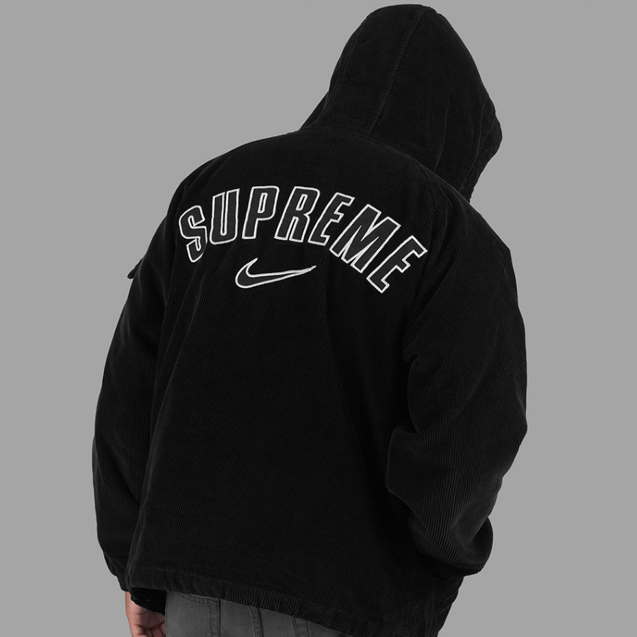 Jual Supreme Nike Arc Corduroy Hooded Jacket Black | Shopee