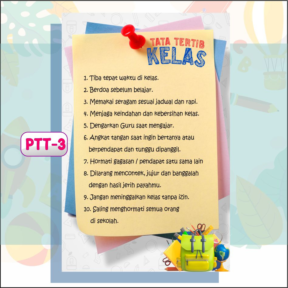 Jual POSTER TATA TERTIB SEKOLAH | HIASAN KELAS AESTHETIC | TUGAS ...