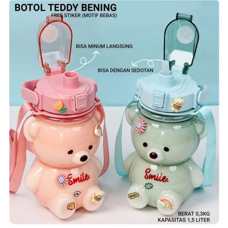 Jual Botol Air Bear Beruang Bening Lucu dengan Tali / botol smile bear ...