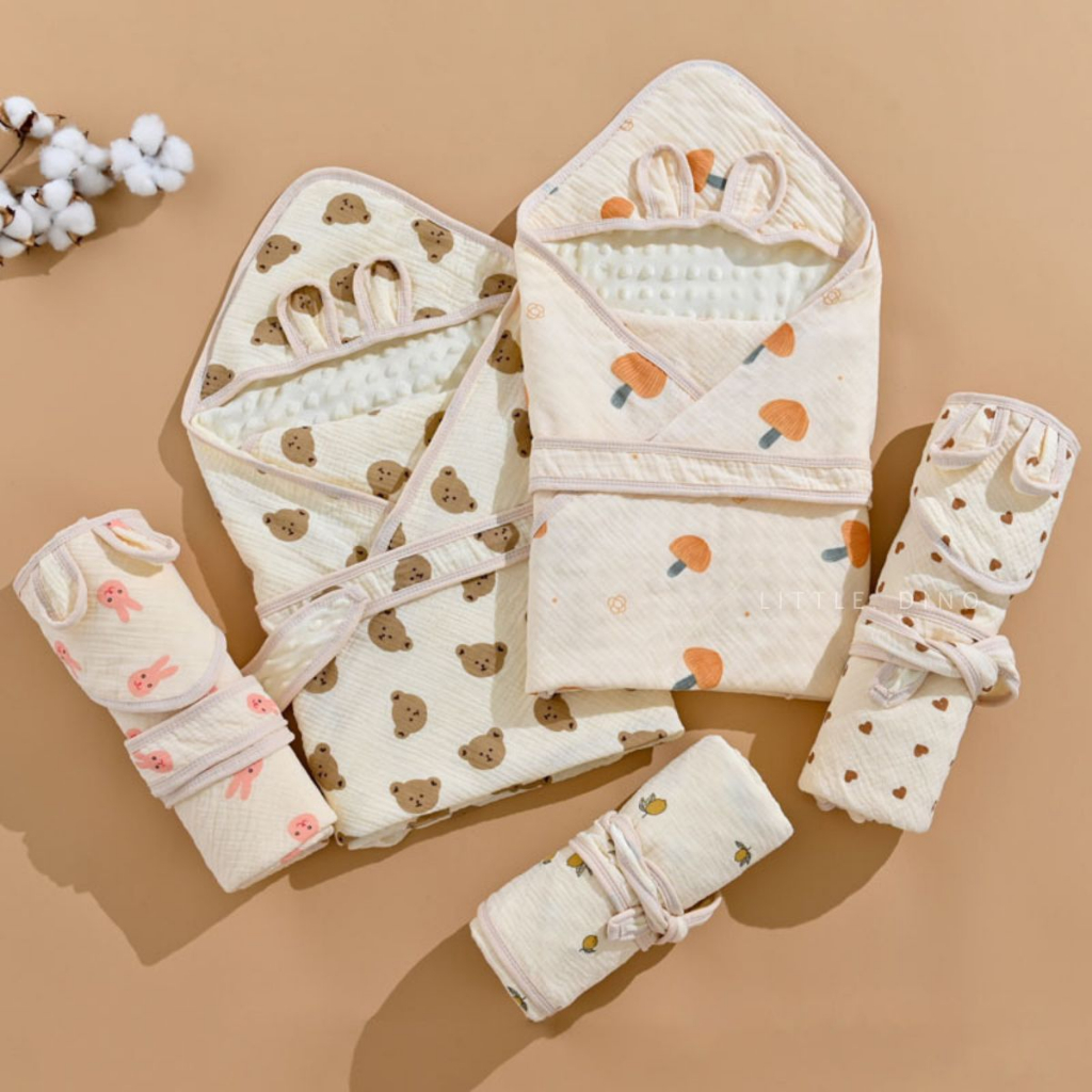 Jual Selimut Hoodie Bayi Korea Cotton Muslin Bamboo Minky Velvet