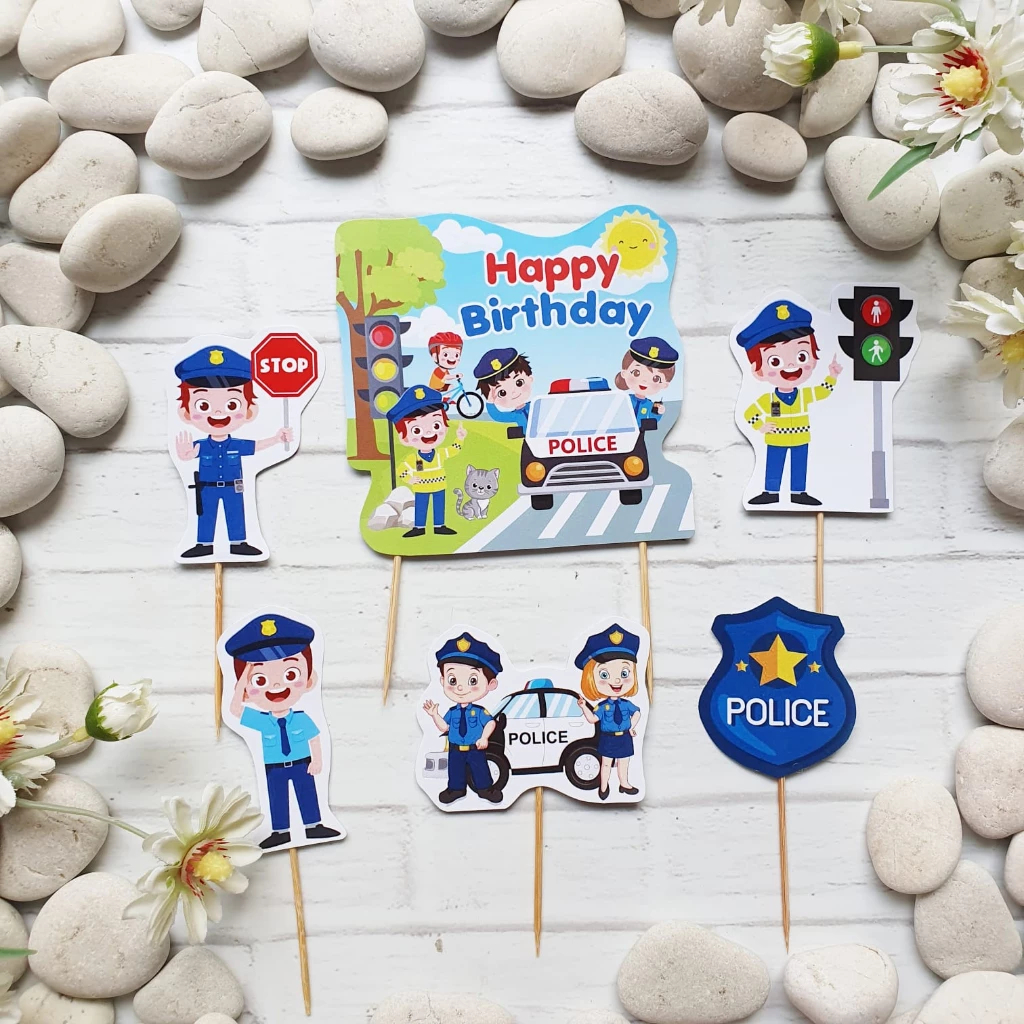 Jual cake topper hiasan kue ulang tahun tema polisi internasional