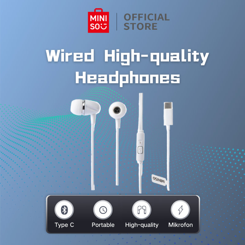Jual MINISO Earphone Headphone Type C In Ear Stylish Portable Wired Highquality Headphones