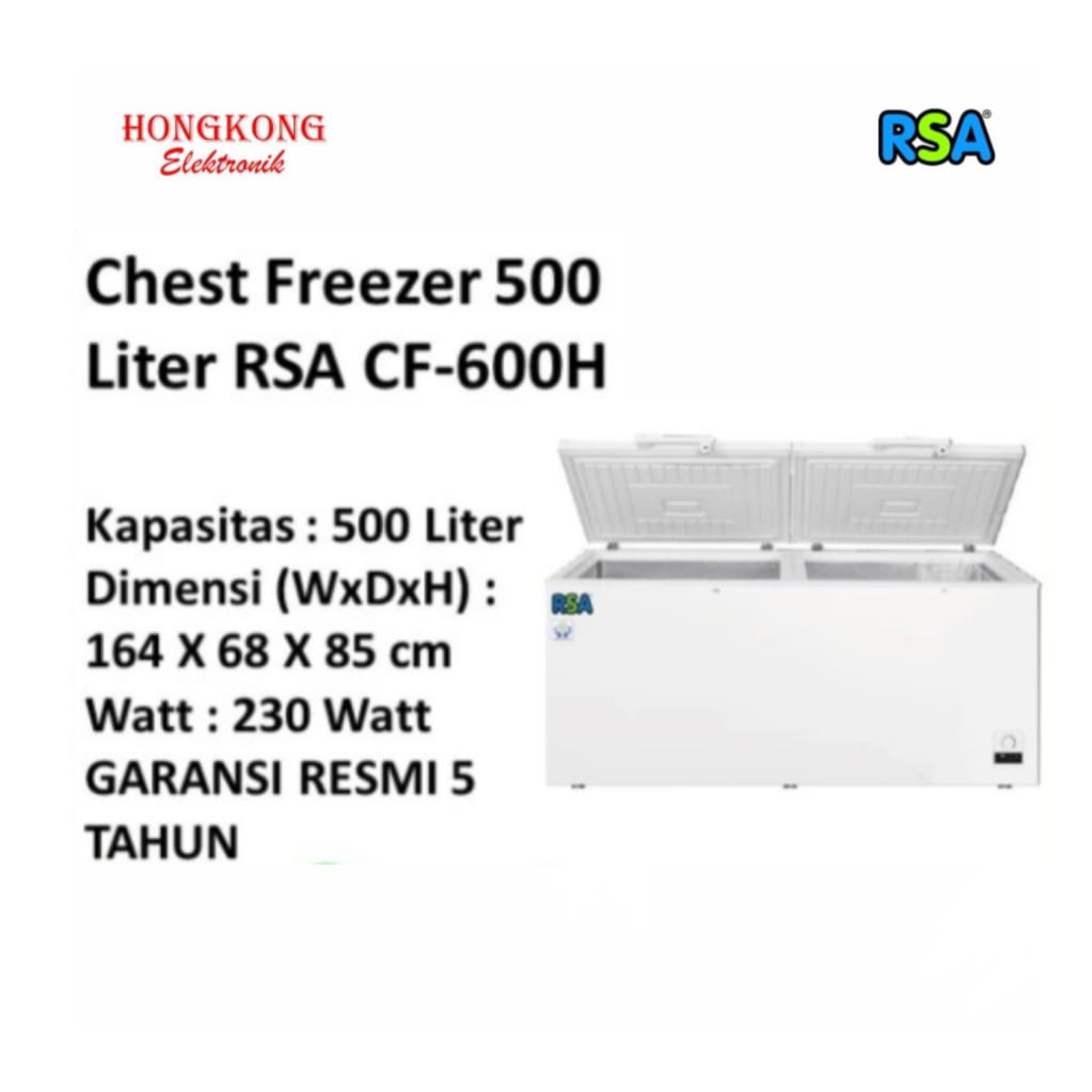 Jual Chest Freezer RSA CF-600 H / CF600H Freezer Box 500 liter | Shopee ...