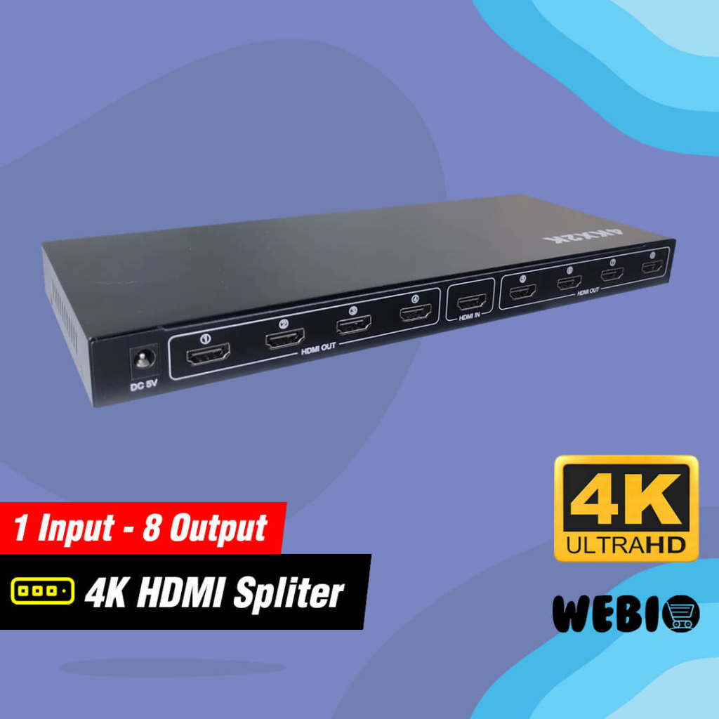 Jual HDMI Splitter 8 Port Full HD 3D 4K UHD HDMI Spliter 1 In 8 Out ...