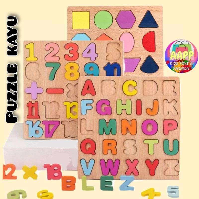 Jual Mainan Edukatif Anak Puzzle Kayu Papan Alphabet / Number / Angka ...