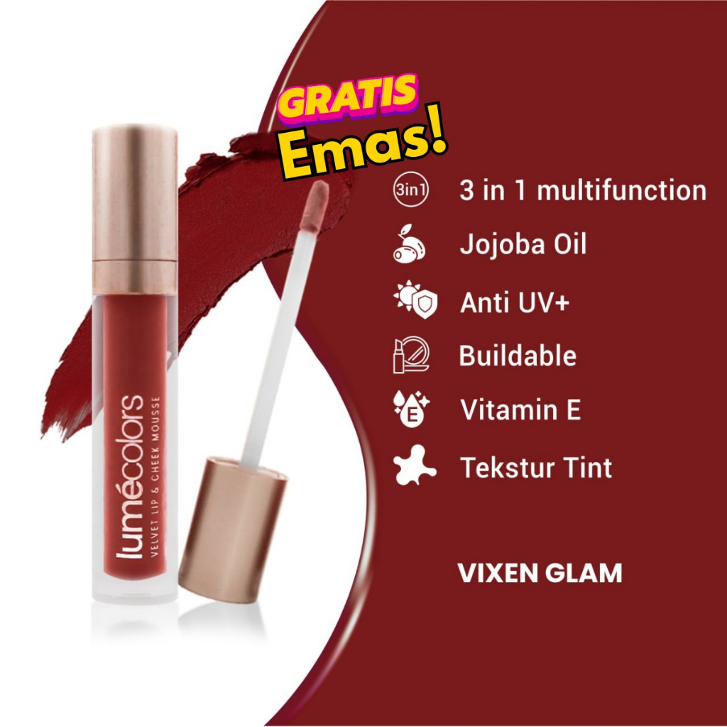 Jual Lumecolors Velvet Lip Cheek Mousse Vixen Glam Lip Cream Kosmetik  Pelembab Bibir | Shopee Indonesia