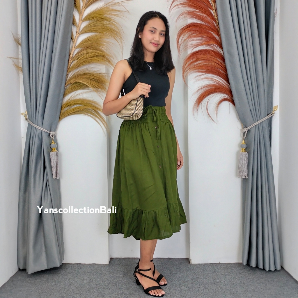 Jual Rok pantai rayon Bali wanita kancing bawahan | Shopee Indonesia