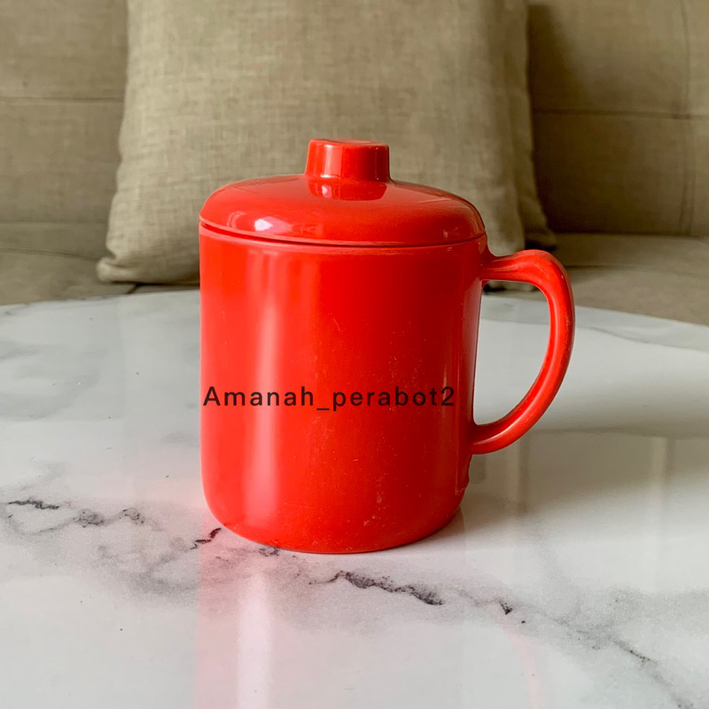 Jual GELAS MUG U 708/ CANGKIR MUG MELAMIN PLUS TUTUP BERKUALITAS 330 ML ...