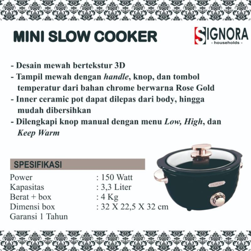 Jual SIGNORA MINI SLOW COOKER / DIGITAL COOKER SIGNORA 3.3 LITER ...