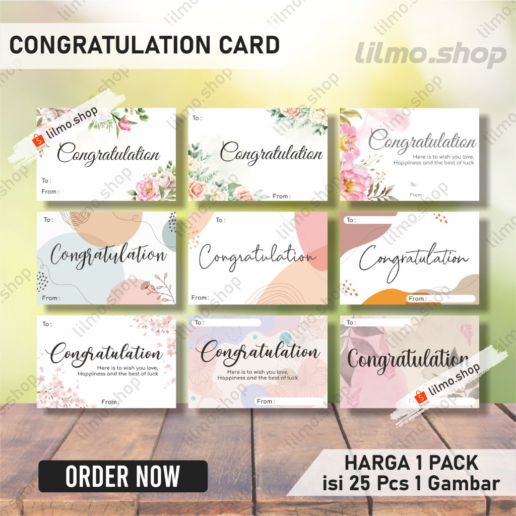 Jual Harga 1 Pack Isi 25 Pcs Congratulation Card Kartu Ucapan