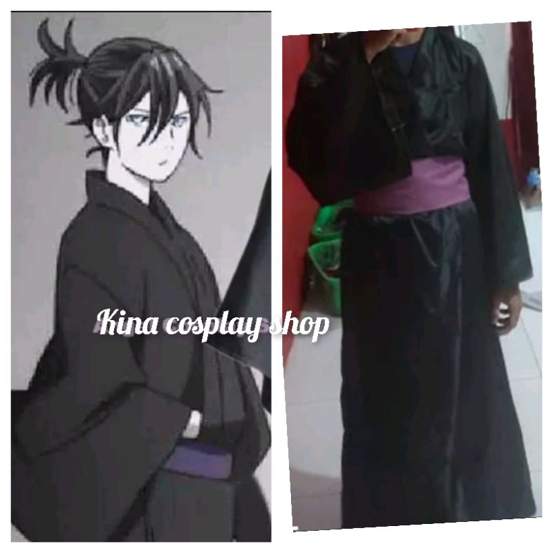 Anime Noragami Costume Yato God Depravity Ver Black Japanese Kimono Cosplay  Adult Yukata Halloween Men 