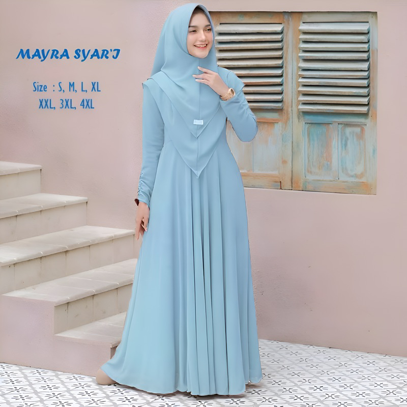 Jual GAMIS SYARI PLUS JILBAB 2 LAYER UKURAN M L XL XXL XXXL 4XL GAMIS