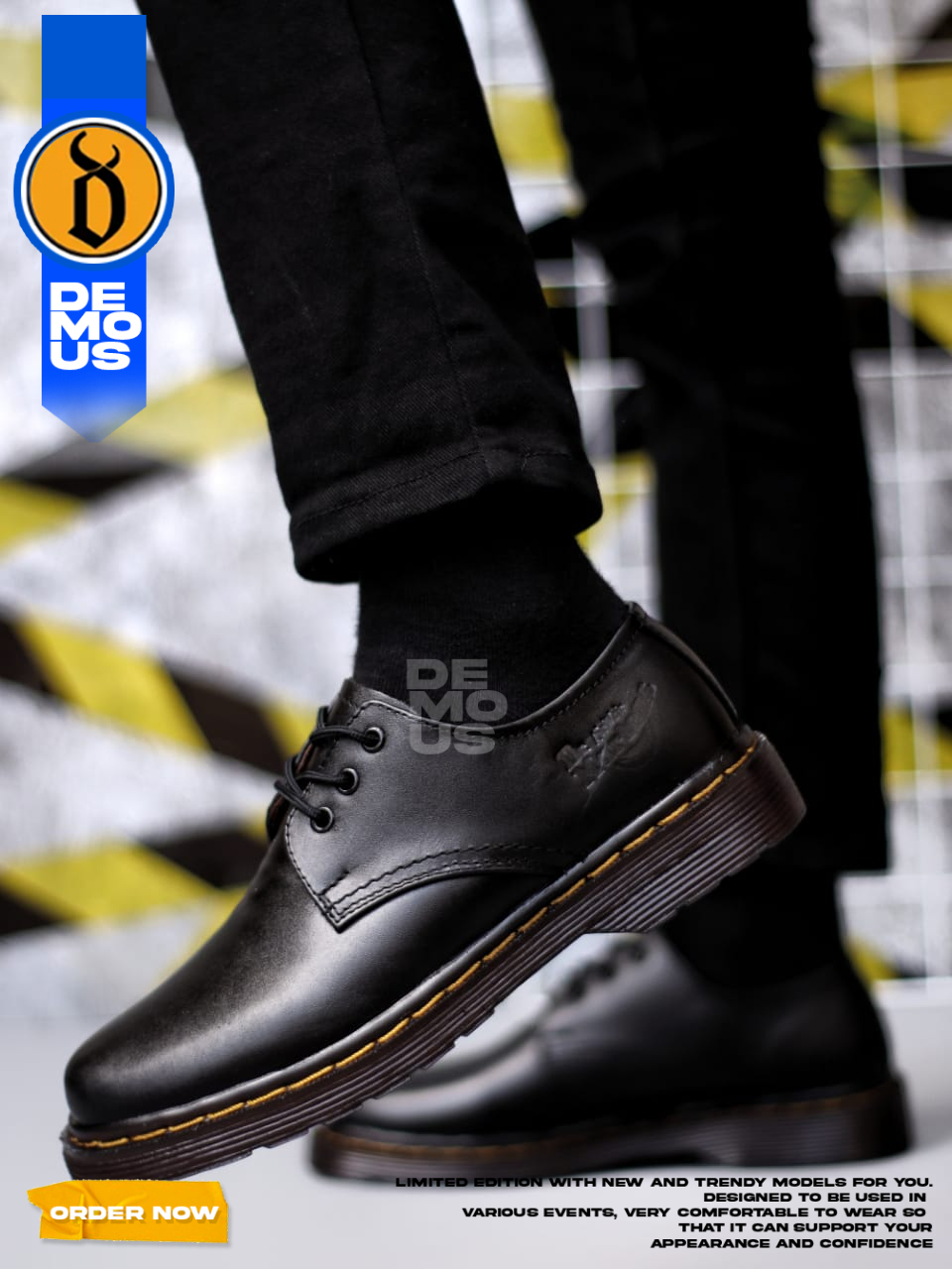 Jual DEMOUS SANZU - Sepatu Formal Docmart Kulit Asli Hitam Pria ...