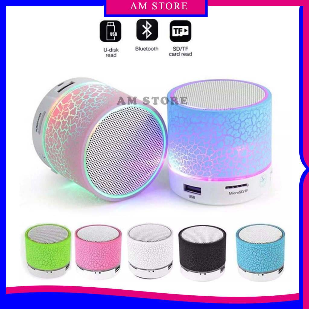Jual Speaker Bluetooth Mini Motif Retak Lampu LED Warna Warni | Shopee ...