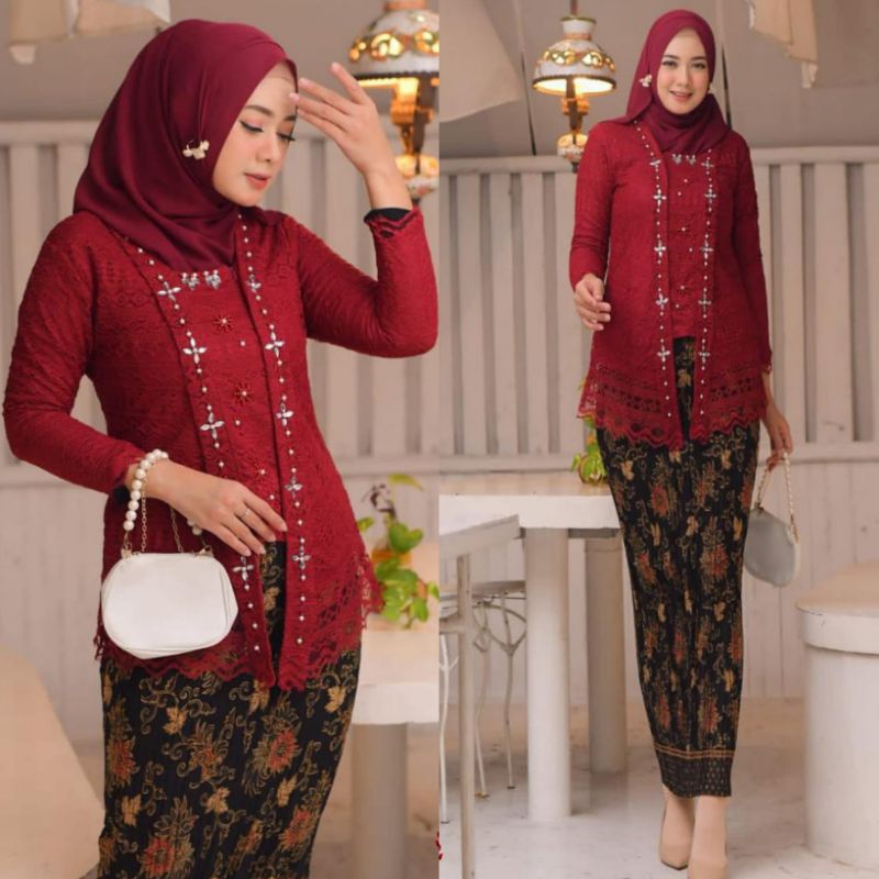 Jual Cod Setelan Kebaya Brokat Kutu Baru Kebaya Modern Kebaya Wisuda Kebaya Pesta