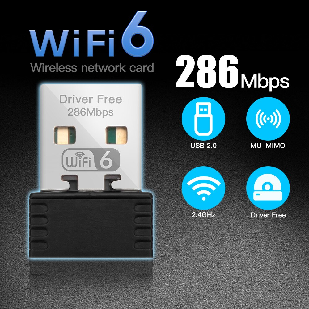 FENVI WIFI6 USB Adapter Dongle AX286 USB 2.0 Network Card 2.4GHz Mini...