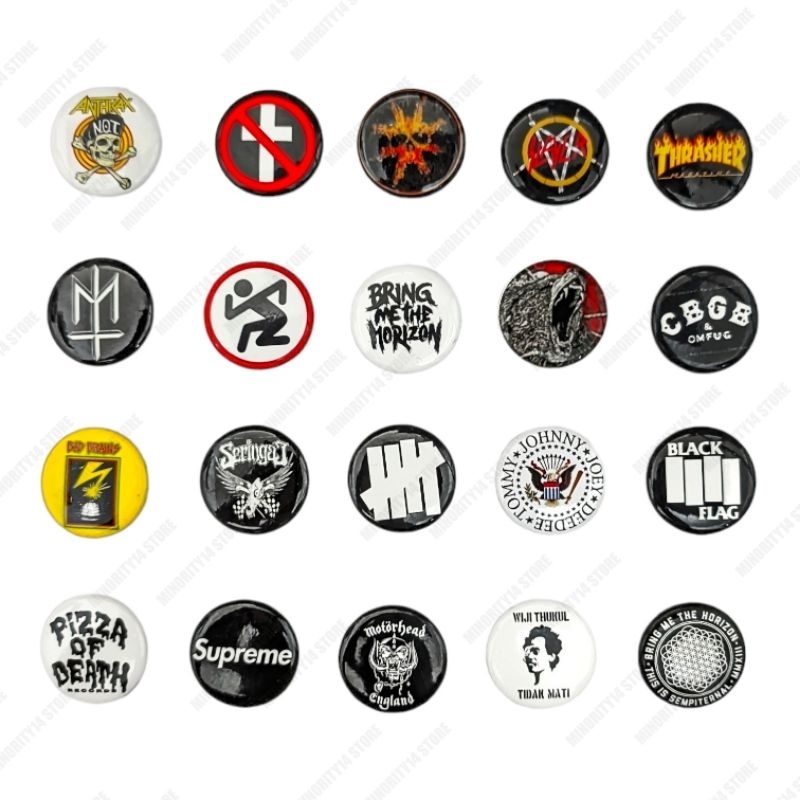 Jual pin button musik band brand hypebeast tokoh skate 25mm | Shopee ...