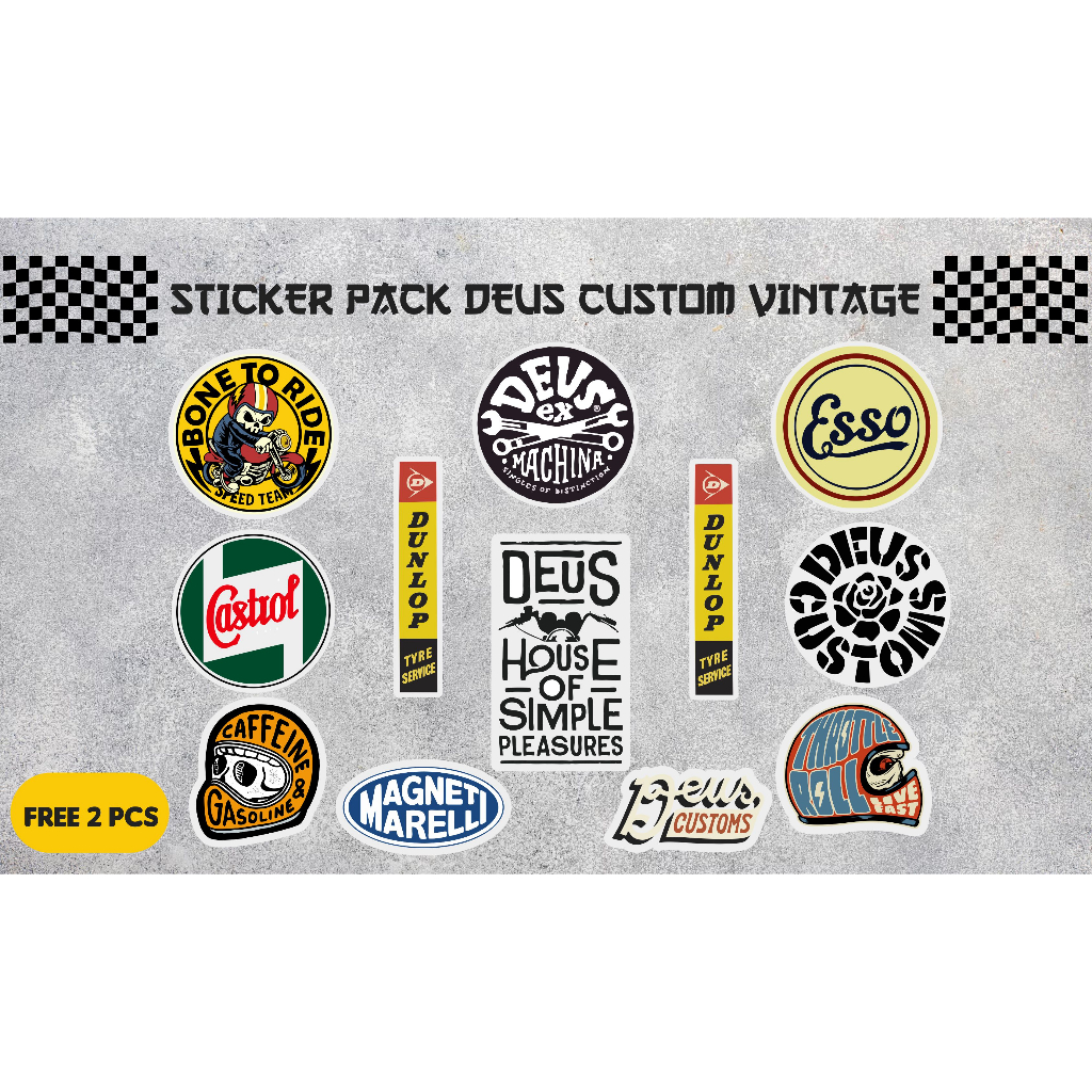 Jual STICKER PACK DEUS CUSTOM VINTAGE | STICKER MOTOR | STICKER HELM ...